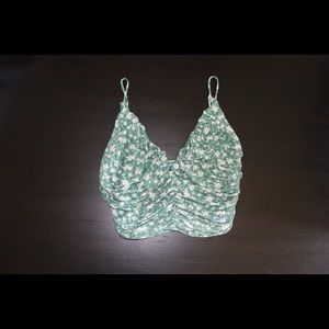 Green flower crop top